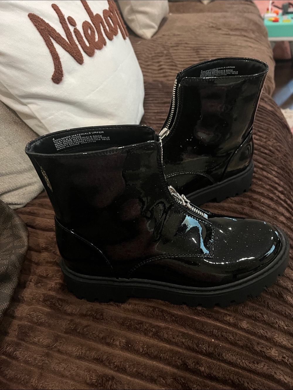 UGG Kids Black Patent Zip-Front Rain & Snow Boots